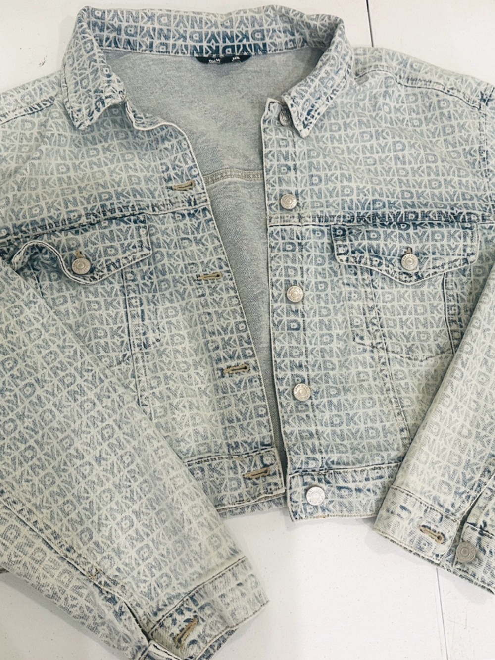 DKNY Light Blue Denim Jacket with Subtle Monogram